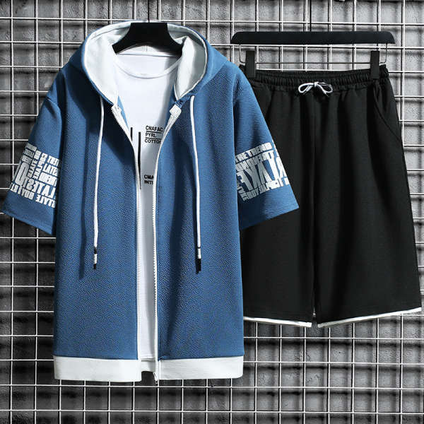 ブルー/ジャケット+ブラック/ショートパンツ